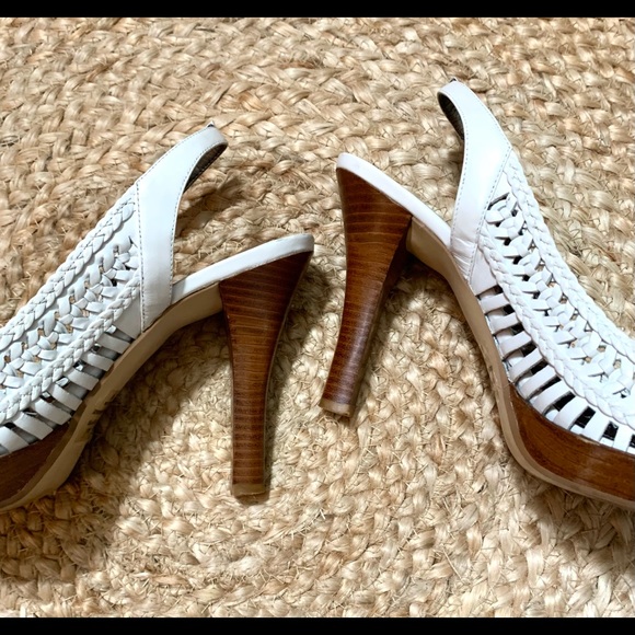 Guess White Woven Slingback Heels, Size 8 1/2 - Picture 2 of 5